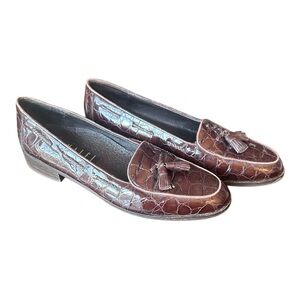 AMALFI Croc Print  w/Tassel Classic Leather Loafers Women's size  8 1/2 AA